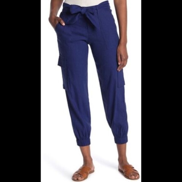 Alice + Olivia Verla Slim Linen Blend Cargo Pants - Picture 1 of 7